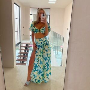 Floral Blue and Green Skirt